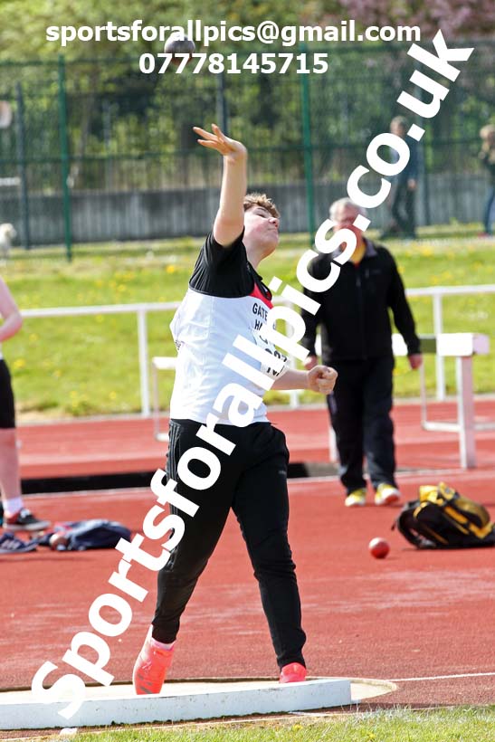 Shot putt, 2021 NECAA Middlesbrough Open Meting, Sunday, May 9th. Photo: David T. Hewitson/Sports for All Pics